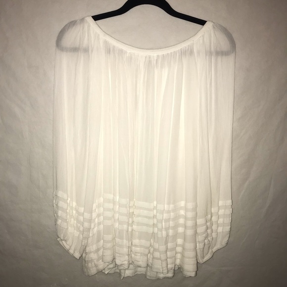 Max Studio Sheer White Long Sleeve Blouse - Large - Picture 5 of 7